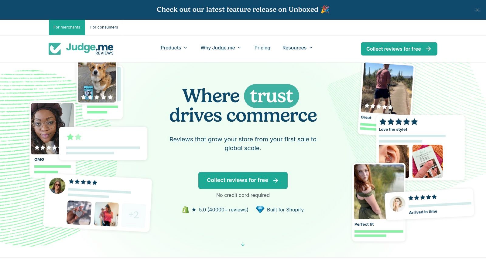 Judge.me review widget showing star ratings and customer photos
