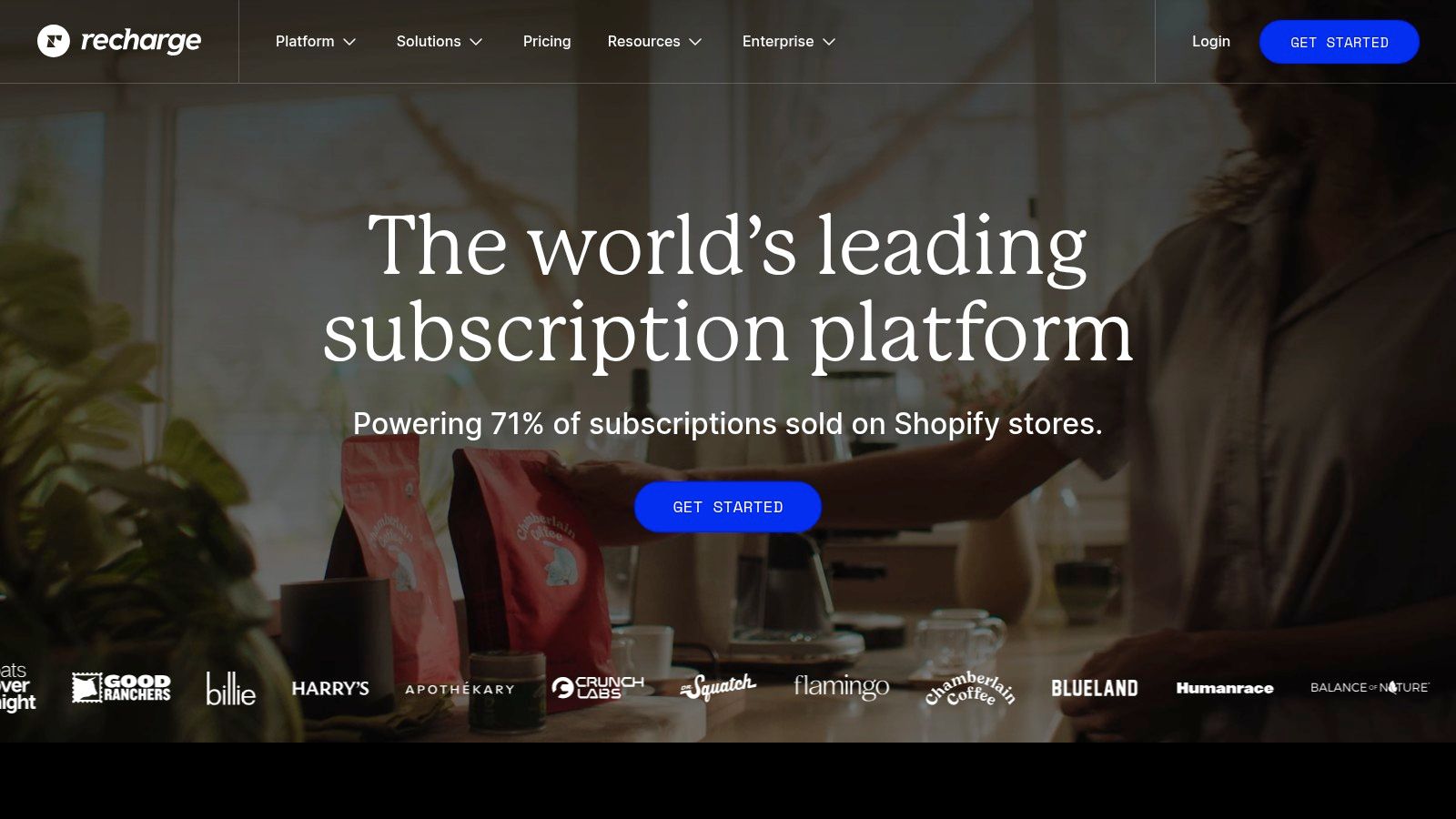 Recharge Subscriptions dashboard showing subscription analytics and revenue growth