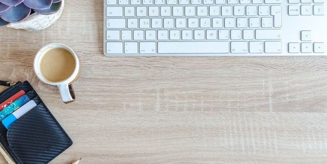 credit card coffee keyboard