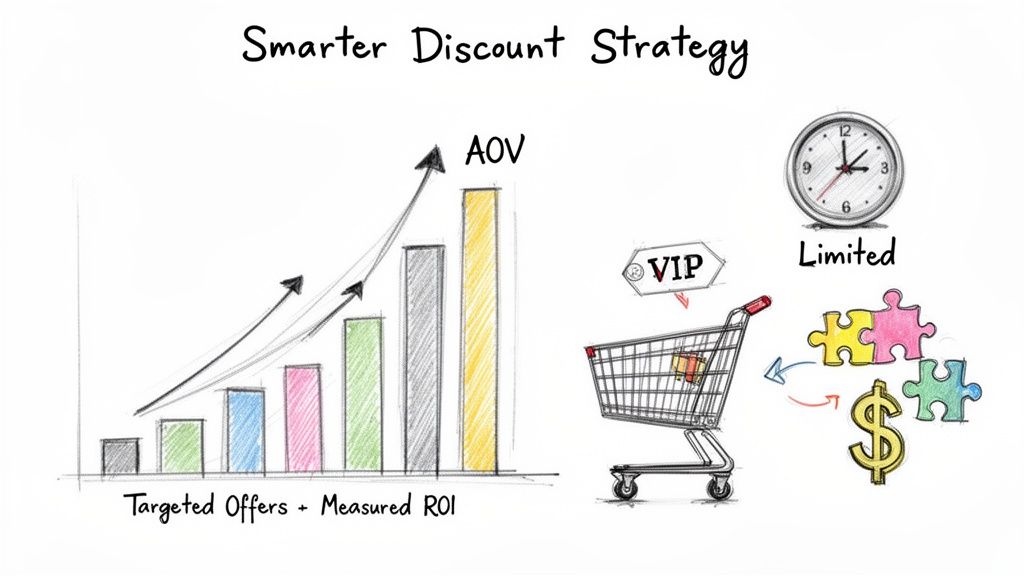 A discount strategy decision tree showing various options based on offering discounts or maintaining brand value.